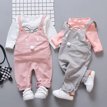 TANGUOANT Newborn Baby Момичета Дрехи Sets Toddler Baby Girls спортен костюм пролетни бебешки комплекти дрехи риза + панталон костюм