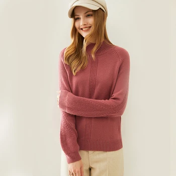 Гореща разпродажба 2020 зимни дебели топли пуловери жена чист вълнен пуловер с кръгло деколте и дълъг ръкав вълнена вязаная дрехи Безплатна доставка