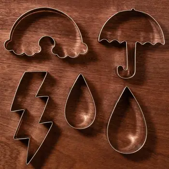 KENIAO Weather Cookie Cutter Set-7 бр.-Rainbow, облак, Слънце, чадър, капка дъжд, светкавица-бисквитные резачки за празни приказки-неръждаема стомана