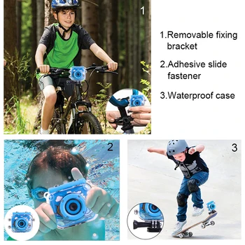 AT-S20 Mini Children 12MP Камера 2.0-инчов LCD екран, цифрова камера, с водоустойчив корпус HD 1080P детски спортен каска камера