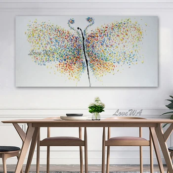 Красива пеперуда картина на платно изкуство Мастихин маслена живопис 3D текстурирани акрилни животни изкуството на стената горещи продажба къща изложба