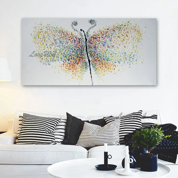 Красива пеперуда картина на платно изкуство Мастихин маслена живопис 3D текстурирани акрилни животни изкуството на стената горещи продажба къща изложба