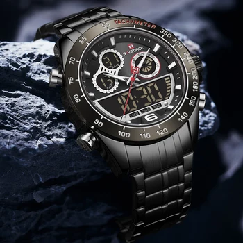 NAVIFORCE Men Watch Luxury Top-Brand Male Military Sport Кварцов часовник от неръждаема стомана LED Digital Clock Relogio Masculino