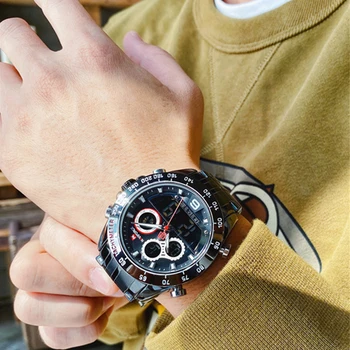 NAVIFORCE Men Watch Luxury Top-Brand Male Military Sport Кварцов часовник от неръждаема стомана LED Digital Clock Relogio Masculino