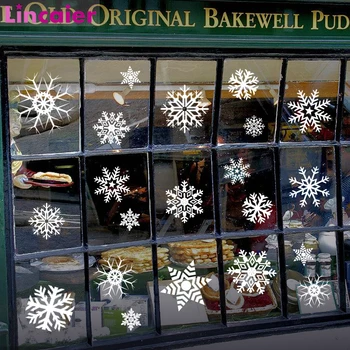 Бяла Снежинка статично стъкло на прозореца стикер 2020 весела Коледа декорации за дома САМ етикети честита Нова година 2021 подарък
