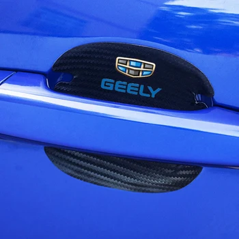4шт въглеродни влакна, дръжка на вратата на колата надраскване протектор етикети кожа, за geely emgrand ec7 ec8 ск 