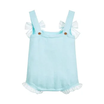 Лятото на 2019 дрехи за новородени момичета мода папийонка възли детски боди потник карамел цвета на бебе бебе Onesie детски гащеризон