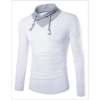 2017 The foreign trade sales color matching collar design мъжки модни тениска за почивка с дълъг ръкав
