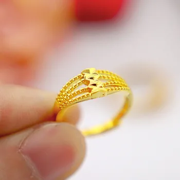 Корейски мода Златен пръстен за жени сватба сватбени бижута регулируема пеперуда Shaped 14 K жълтото злато бижута изявление пръстен