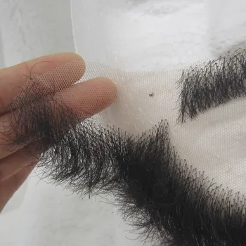 2018 горещи продажба на човешки косъм дантела брада натурален черен знаменитост мустаци и пълна брада мустаци / ръчно обвързани с фалшива коса на лицето