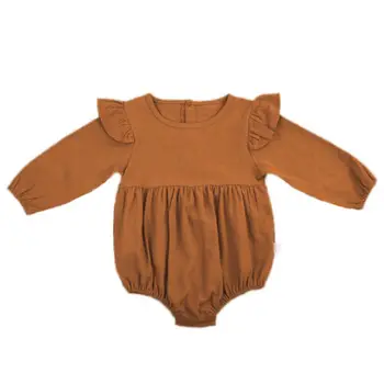 Сладък новородено момиченце плъзгачи есен с дълъг ръкав плътен цвят накъдрен дете детски гащеризон едно парче от дрехата 3 м-3Y