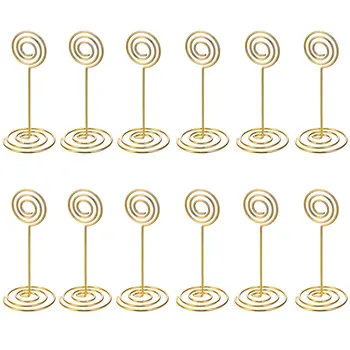 12 бр поставка за меню клипове номер на масата картодържателите снимка на притежателя, влакчета място на притежателя на хартия форма на кръг (злато)