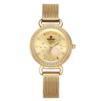 REWARD Luxury Gold Watch Top Brand Diamond Women ' s Watches Waterproof Fashion Ladies Watch Women Watches Clock zegarek damski