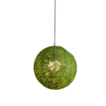 2 бр ратан и коноп, топката полилей индивидуално творчество сферична ратан гнездо лампа,зелен бамбук и жълт бамбук