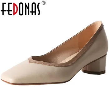 FEDONAS мода смесени цветни обувки жена токчета 2020 мода жените естествена кожа високи токчета помпи сватбени основните дамски обувки