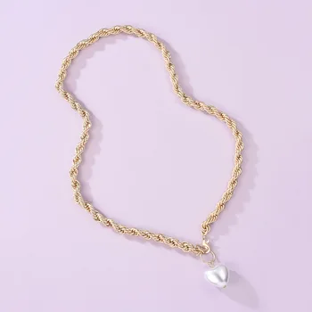 DIEZI барокови перли дебела верига огърлица 2020 ново сърце висулка изявление Огърлица за жени, момичета подарък-Collier Femme бижута