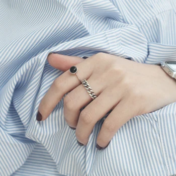 SHANICE Корея плоча Корея S925 стерлинги сребърни бижута, мода за самоличност старият ретро тайландски сребърна верига откриването на пръстен на пръста си пръстен