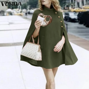 VONDA Solid Outwear Casual Sleeveless провиснал жилетка дамски есенна мода палта Дамски свободни ежедневни копчета палто, якета 5XL