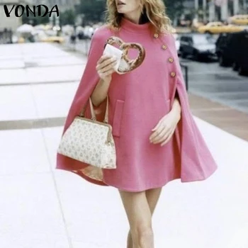 VONDA Solid Outwear Casual Sleeveless провиснал жилетка дамски есенна мода палта Дамски свободни ежедневни копчета палто, якета 5XL