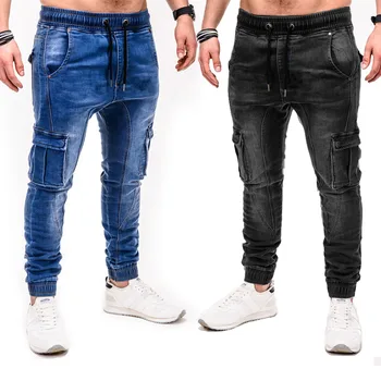 2020 есен зима нови мъжки дънки Stretch-fit бизнес ежедневни класически стил модни дънкови панталони мъжки черни сини панталони
