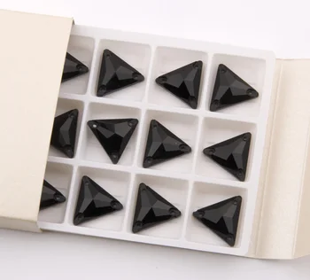 YANRUO 3270 всички размери струя черен триъгълник база Flatback Кристал кристал добави шиене на кристали за декорация на дрехи
