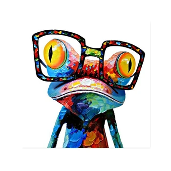 Домашни любимци живопис жаба със стъкло, платно за Живопис плакати и щампи скандинавски Куадрос стенно изкуство живопис за декор на стаята