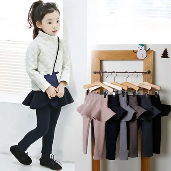 Чист цвят момичета панталони деца гамаши 2-10Y Детски дрехи есен памук гамаши топла момиче пола-панталон високо качество