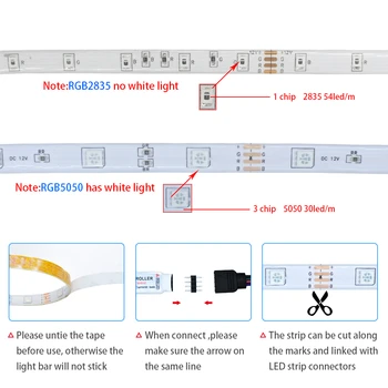 Led лента WIFI Iuces Led RGB 5050 SMD 2835 водоустойчива гъвкава лампа лента Лента диод DC12V 5M, 10M WiFi LED Lights