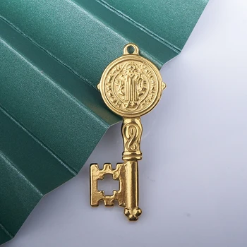неръждаема стомана St Benedict Medal Key медальон злато/сребро метал цвят San Saint Benedict Key Cross медал на едро 10шт