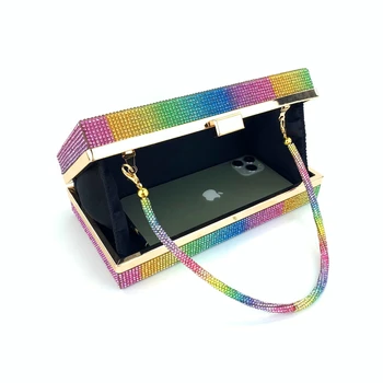 Rainbow Диамант сватбен клатч елегантна парти вечер клатч чантата си и чанта за жени луксозен дизайнерски Crossbody чанта ZD2106