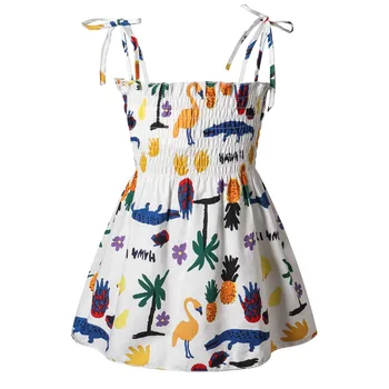 2020 Girls Summer Dresses Детски Дрехи Children Sleeveless Cartoon Minnie Flower Print Princess Dress Elegant 2-6Year Girl Dress