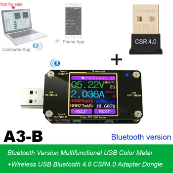 USB Type-c тестер Wireless Bluetooth DC Digital voltmeter current voltage meter детектор + Wireless Bluetooth Adapter Dongle