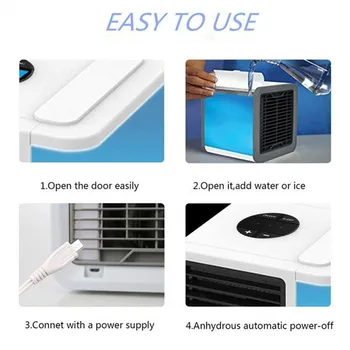 Персонален въздушен охладител с Waterbox LED ултра-тих домашен офис, спалня деца USB преносим климатик вентилатор свободни ръце шията фен