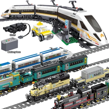 641pcs Техника Battery Powered Electric City Train Fuxing high-speed Rail Building Blocks Brick Gift Toy for Children