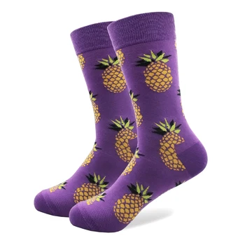 10 двойки / Много плодове щастливи чорапи на жените и мъжете персонализирани памук тръба череша, лимон квадратен котва шаблон цветни смешно унисекс чорап