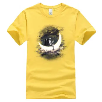 Луната плаване с лодка космонавт космонавт тениска памучен плат индивидуални потници тениски нов 3D печатни тениска за мъже