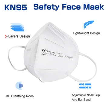 70 бр. възрастни KN95 маска CE FFP2 Маскариллы маска за лице 5 слоя филтър защитен здравеопазването дишаща 95% маска за устата