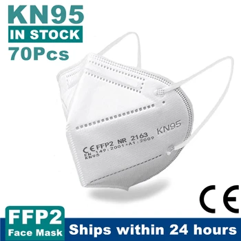 70 бр. възрастни KN95 маска CE FFP2 Маскариллы маска за лице 5 слоя филтър защитен здравеопазването дишаща 95% маска за устата