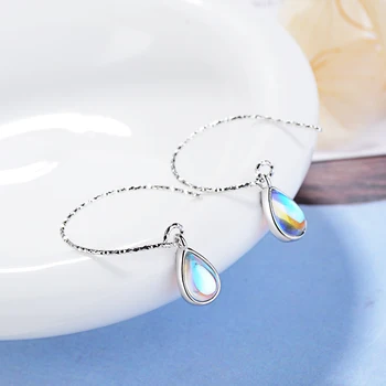 Лунен камък вода обеци за жени 925 сребро ухото бижута букле D ' oreille Oorbellen S-e655