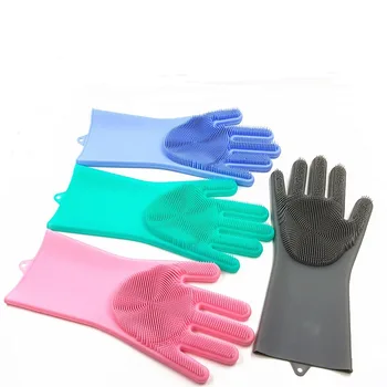 Силиконови ръкавици домакински скрубер анти бланширани мие ръкавици Кухня, Баня почистващи препарати