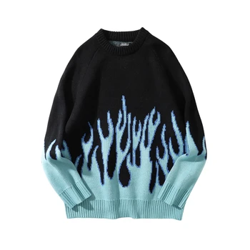 Дълъг син огнен пуловер жените O-образно деколте плюс размер на сини женски пуловер женски пуловер Pull Femme 2020 зима есен нова свободен