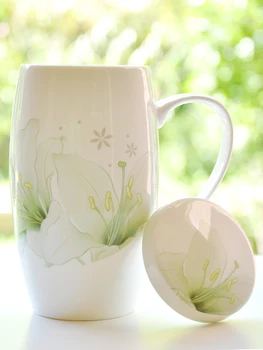 OUSSIRRO керамични чаши с капак лъжичка творчески Керамични мляко кафе чаша чаша елегантен сватбен подарък голям обем