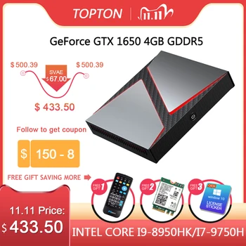 TOPTON Gaming Mini PC Intel Core i9 9980HK i7 9750H i5 9300H Nvidia GTX 1650 4GB 2 * DDR4 64GB Windows 10 4K DP, HDMI, AC WiFi