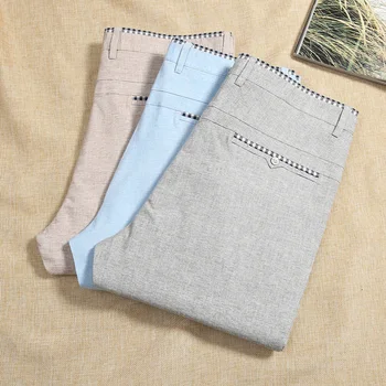 3 цвята 2019 пролет лято нови мъжки тънки ежедневни панталони бизнес мода плътен цвят Slim Fit панталони марка