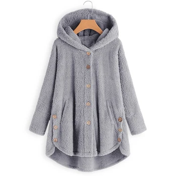 Пухкави палта есен-зима Дамски якета Дамски ежедневни дълги ръкави с качулка на горно облекло Сплит подгъва на палтото дама плюс размер пуловери 5XL