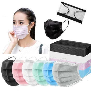 За еднократна употреба устата маска за лице 3 слоя Meltblown филтър персонален сейф дишаща маска за лице жени устата маски черно сиво розово