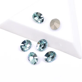 CTPA3bl 4128 6x8mm 8x10mm Super Glitter Кристал Кристал Aquamarine Color Oval Shape Strass For Charms 3D Нейлз Art Decoration