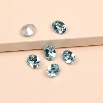 CTPA3bl 4128 6x8mm 8x10mm Super Glitter Кристал Кристал Aquamarine Color Oval Shape Strass For Charms 3D Нейлз Art Decoration