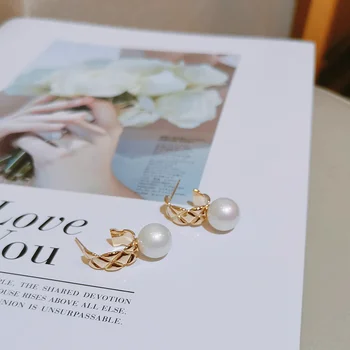 Нови Модни Корейски Геометрични Кръгли Обеци За Жени Мода Имитация На Голяма Перла Обеци Сватба Бижута, Подаръци