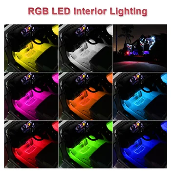 4бр Car RGB LED Strip Light LED Strip Светлини Colors Car Styling Decorative Atmosphere Lamps Car Interior Light With Remote 12V